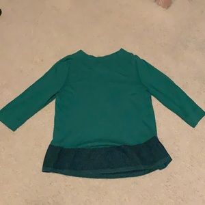 Anthropologie, Angel of the North boatneck green long sleeve top